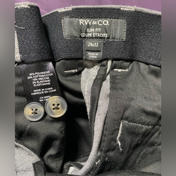 RW&CO Men’s Medium Grey Brushed Chino Pants Slim Fit Size 29x32 - Picture 5 of 5